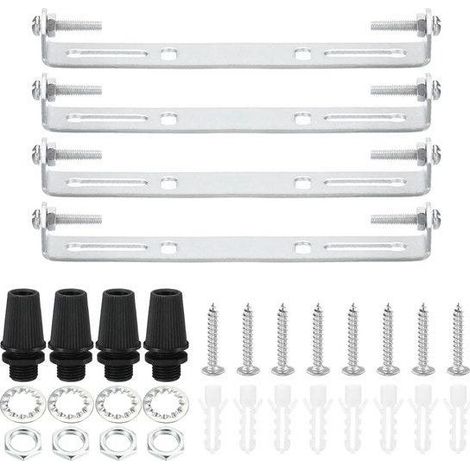 GDHZS-Support de Fixation Plafonnier,4 Ensemble Lumière Luminaire Montage Plaque Acier Barre Transversale suspensions Mur Lumière,Vis Rondelle Écrou Trouss (1/5)