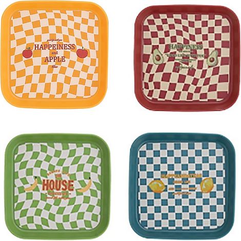 4 Pièces Assiettes Carrées, Assiettes En Plastique Mignonnes, Plat En Os, Assiettes à Dîner Réutilisables, Assiettes à Dessert, Petites Assiettes De Fête(5,9x5,9 pouces) (1/5)