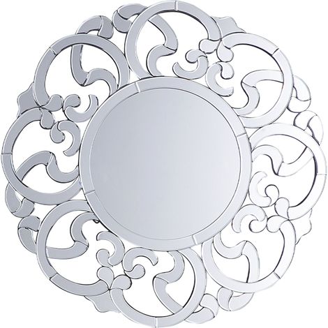 Espejo de pared plateado 70 cm redondo decorativo marco irregular salón dormitorio tocador Mornaix (1/5)