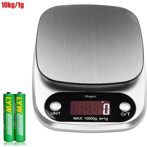 Balance de cuisine électronique Mingmei 10 kg/1 g - Haute précision - Écran LCD - Grise (1/4)