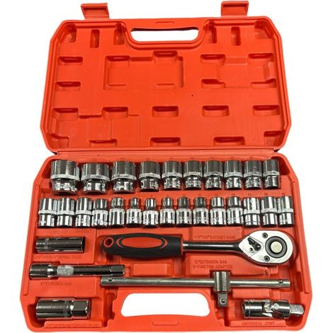 CHIAVI A BUSSOLA KIT 32 PZ 1/2 8-32 mm VALIGETTA PLASTICA CRICCHETTO REVERSIBILE
