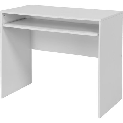 Scrivania Bianca 90 cm con Piano Estraibile PortaPc Tavolo Cameretta Salvaspazio (1/5)