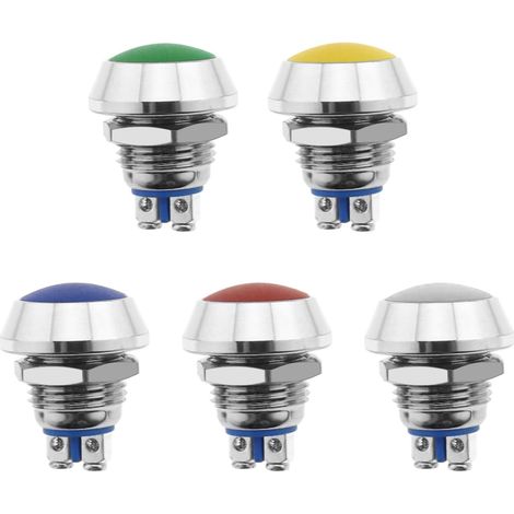 5pcs Interrupteurs à Bouton-Poussoir Momentané 12mm 5A 12V DC Étanche en Laiton Rond Interrupteur Marche/Arrêt pour Dispositifs de Démarrage Puissance Moteur Démarrage Véhicule Motorisé