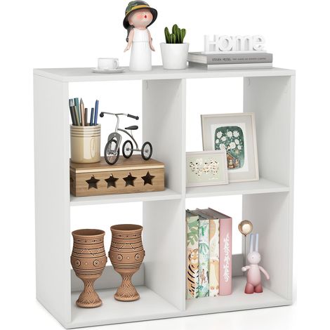 COSTWAY 4-Cube Bookcase Home 2-tier Bookshelf w/ Anti-toppling Kit (1/5)