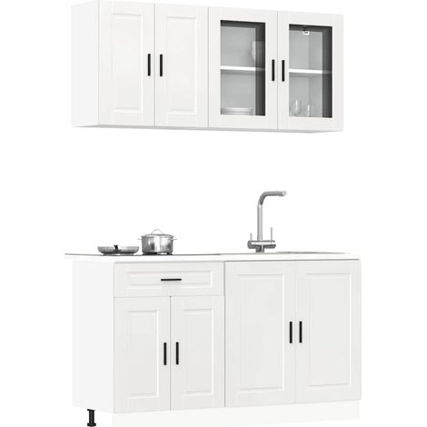 4-tlg. Küchenschrank-Set Porto Hochglanz-Weiß Holzwerkstoff