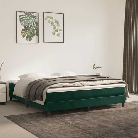 Lit à sommier tapissier et matelas, Lit double, Lit adulte Vert foncé 180x200cm Velours GSW91620 (1/5)