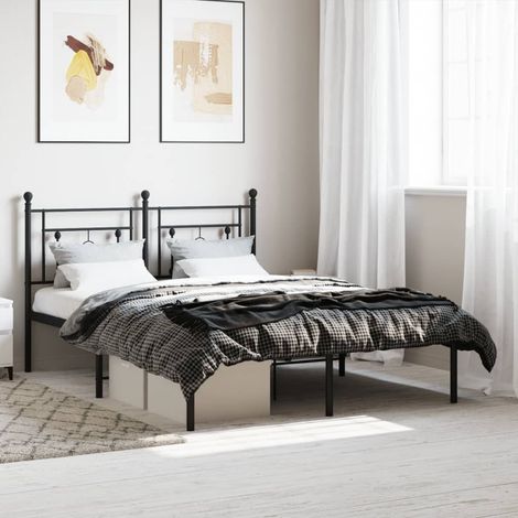 vidaXL Giroletto con Testiera in Metallo Nero 140x190 cm (1/5)