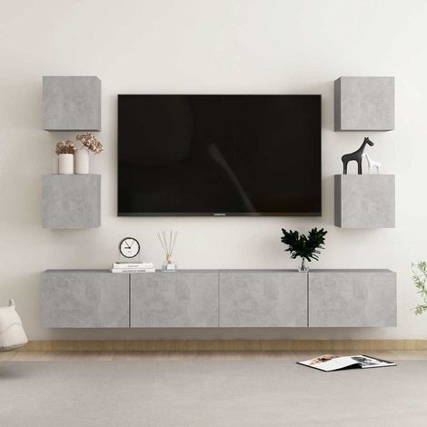 vidaXL Set de muebles de TV 6 pzas madera contrachapada gris hormigón (1/5)