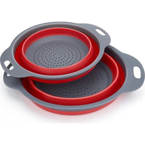 Pliable SiliCône, Pliable Passoire Pliante Cuisine Fruit Basket Panier de Filtre Collapsible Colander Set pour La Cuisine Usage dômestique (Rouge)-Fei Yu (1/5)