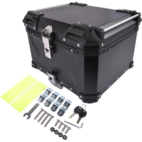55L Top Case Moto, Bagages étanches pour Motos avec Serrure De Sécurité, Top Cases pour Moto avec Plaque de Base (Noir) (1/5)