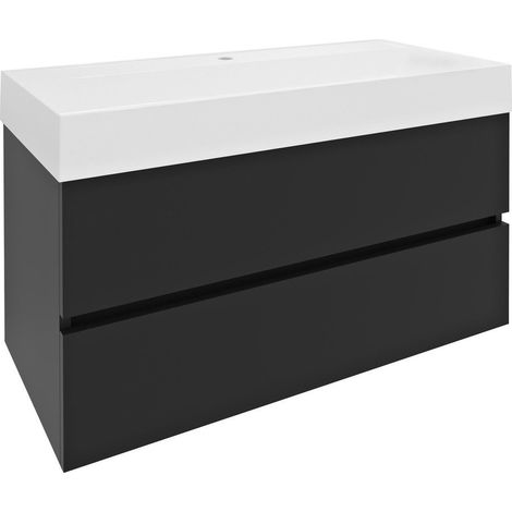 ODETTA Meuble sous-vasque 95x50x43,5cm, anthracite mat (1/4)