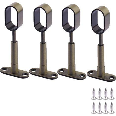 Set di 4 staffe ovali in lega di zinco per asta appendiabiti, supporto regolabile per asta a soffitto, supporto per tubo armadio con viti per tenda armadio (tutto blu) - Crezuo