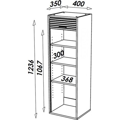 Beaux Meubles Pas Chers – Meuble de cuisine aluminium 1 rideau coulissant – 4 niches – L 40 x H 123.6 x P 35 cm – Éco-conçu, fabriqué en France