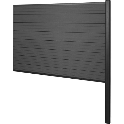 Brise-vue en WPC Sarthe, brise-vent de clôture, poteau en aluminium extension, 185cm anthracite (1/5)
