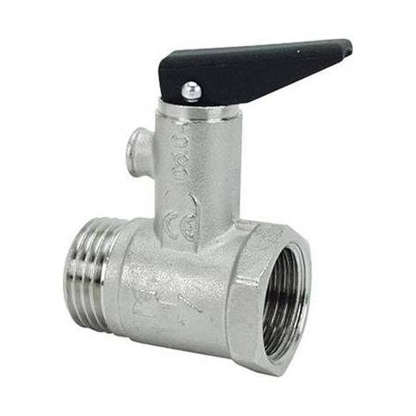 VÁLVULA DE SEGURIDAD PARA TERMOTANQUE CON PALANCA 1/2" Heme.