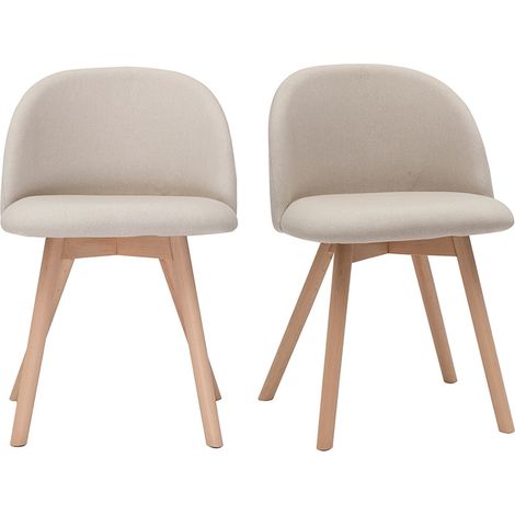 Skandinavische Stühle mit naturfarbenem Stoff und massivem Buchenholz (2er-Set) CELESTE