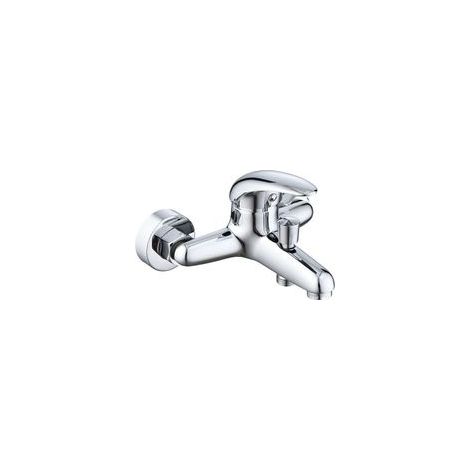 Robinet mitigeur pour baignoire, mono-commande, finition chromée, montage mural, débit réglable, compatible avec baignoire standard