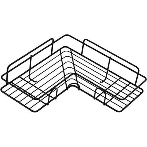 Eckduschablage ohne Bohren, Badezimmerregal, Seifenablage aus Edelstahl für Bad und Küche (Schwarz), einteilig