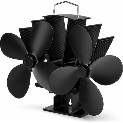 Ventilatore da camino a doppia testa 12 pale da parete nero (1/5)