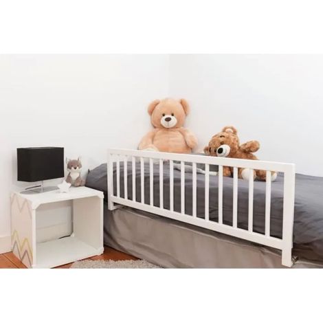 Nordlinger – Barrière de lit sécurité enfant 120 cm – Hauteur 40 cm – Bois blanc naturel – Conforme norme BS 7972 – Installation rapide sans outils (1/5)