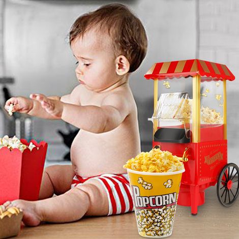 Aqrau machine à pop-corn Forme de voiture classique Antiadhésif, Air Chaud sans Huile, Protection contre la Surchauffe En stock