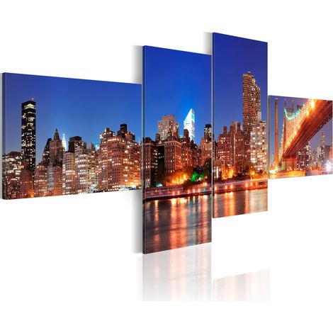 Quadro - Panorama notturno: New York - 200x90 (1/4)