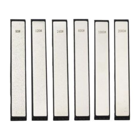 NALOOKAMIC Ensemble de 6 pierres à aiguiser diamantées avec base  80, 120, 240, 600, 1000, 2000 Convient aux bandes d'affûtage professionnelles à angle fixe