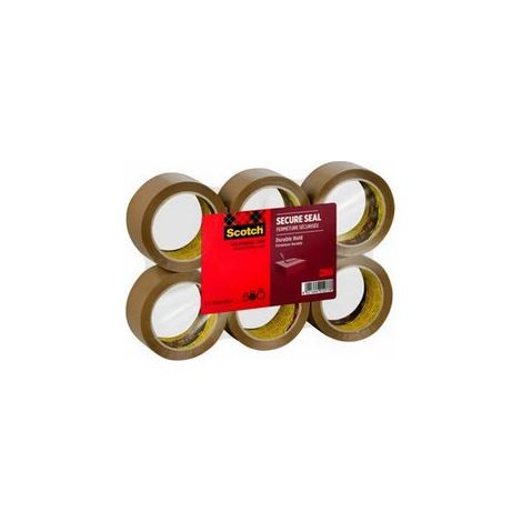 Ruban adhésif d'emballage SECURE SEAL Scotch, 50 mm x 66 m - Brun - Lot de 6