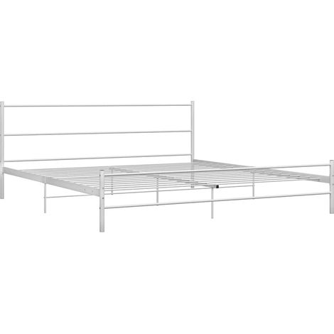 Maison Exclusive - Cadre de lit sans matelas et tête de lit blanc métal 160x200 cm (1/5)