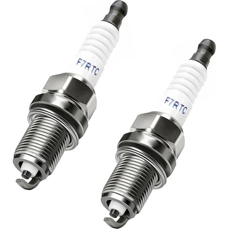 F7RTC Spark Plug for Lawn Mower and Engines 1/2" Thread Pack of 2 Compatible with BPR6ES, Alumina Ceramic, 1 Inch Hex Base, Replaces Spark Plug L8RTC, for Motorcycles and Jet Skis (1/5)