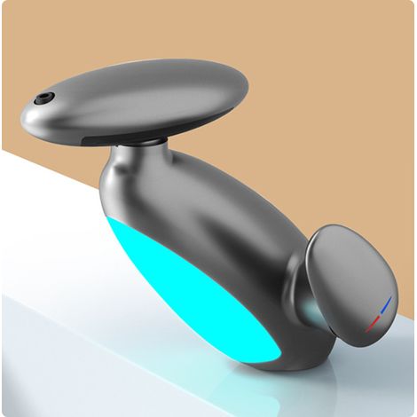 Robinet de salle de bain LED Penguin, éclairage multicolore, bec pivotant et extractible à 360°, 4 jets, cartouche de valve en céramique (gris) (1/5)