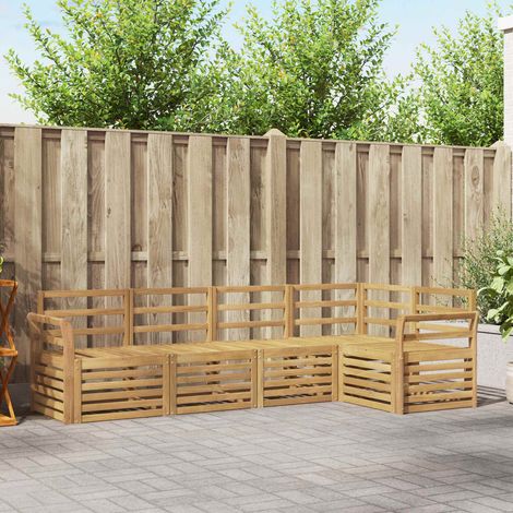 vidaXL Ensemble de canapés d'extérieur 5 pc Blanc Bois d'Acacia Massif (1/5)