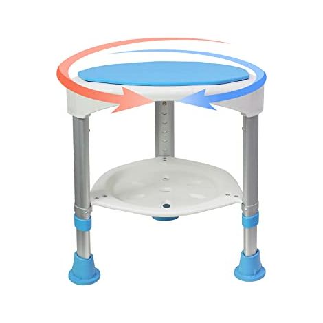 Tabouret de douche réglable en hauteur 45-57 cm - Siège de douche pivotant à 360 ° - Siège de douche antidérapant en aluminium et plastique NAIZY