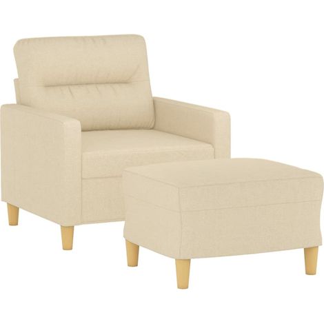 vidaXL Poltrona con Poggiapiedi Crema 60 cm in Tessuto (1/4)