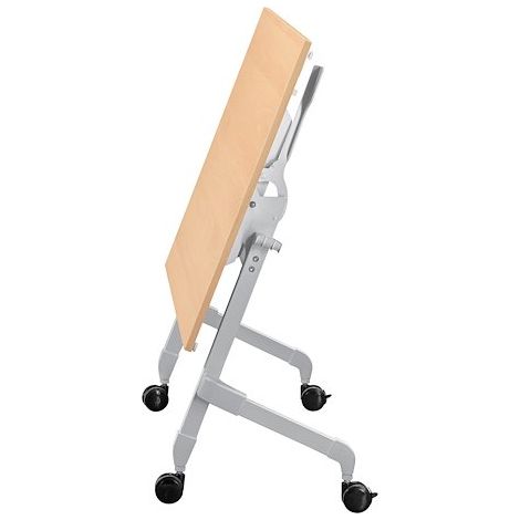 Table rabattable plateau hêtre L 120 x P 70 cm - Galice Plus - piétement aluminium - Maxiburo (1/5)