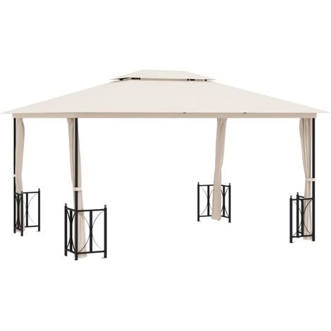 Gazebo with Sidewalls&Double Roofs 3x4 m Cream vidaXL
