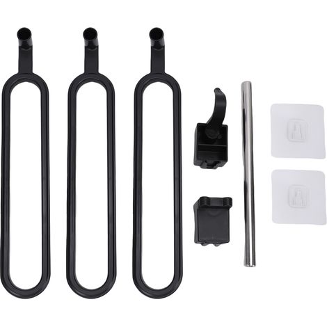 Robusto portasciugamani girevole in ABS con bracci multipli e staffa a parete con gancio per bagno, nero, 3 barre. (1/5)
