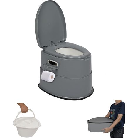 Pot de Chambre Adulte, Toilette Camping Amovible avec Porte-Papier Hygiénique