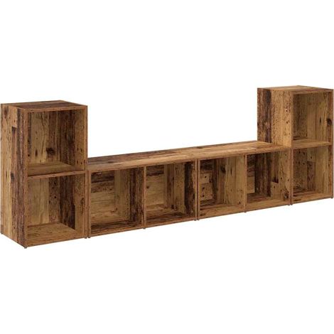 Maison Exclusive - Set mobile TV 4 pcs Legno vecchio 37 x 37 x 72 cm (1/5)