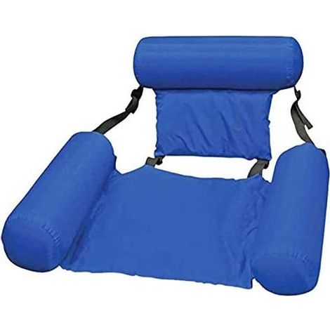 Hamac de Piscine Fauteuil Inclinable Flottant Chaise Gonflable de Piscine Hamac d'eau Flottant Pliable hamac Flottant inclinable pour Adulte - Bleu- (1/5)
