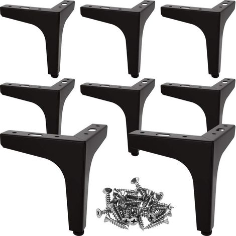 Schwarze Sofabeine 13 cm, Tragfähigkeit bis zu 800 kg, 8 Stück schwarze Metallmöbelbeine, moderne Metallmöbelbeine für Sofa, Tisch, Bett, Schrank (mit 40 Schrauben) (1/4)
