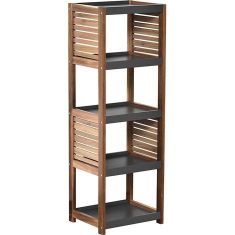 Tendance – Meuble de rangement salle de bain 5 étagères – Bois d'acacia et MDF – Résistant à l'humidité – Dimensions 36,5x30x108,5cm (1/5)