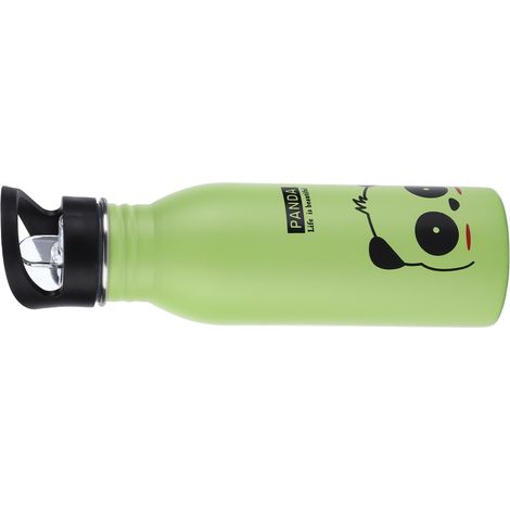 Wasserflasche aus Edelstahl 304 für Kinder, Sportbecher, Trinkbecher, einwandige Wasserflasche mit grünem Panda-Motiv (1/5)