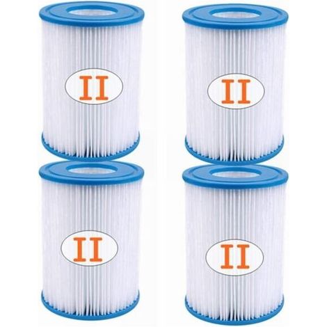 Lot de 4 cartouches filtrantes pour piscine de type II - Pour filtre de type II - Pour 58094