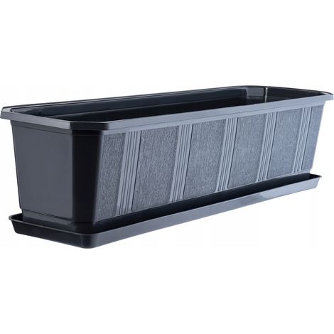 KADAX Pot de Fleur Balcon + Support 60cm Graphite (1/5)
