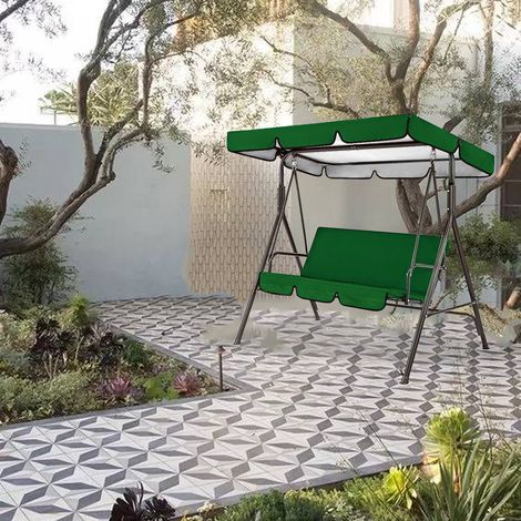 Toile de balancelle en tissu Oxford 190T, imperméable et offrant une protection solaire pour les balancelles d'extérieur, terrasse ou jardin, bleue. (1/4)