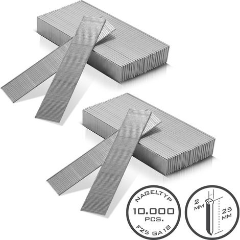 STAHLWERK Druckluft Nägel 25 mm Gauge 18 (1,25 x 1,05 mm) 2 mm Kopf 10.000er Set