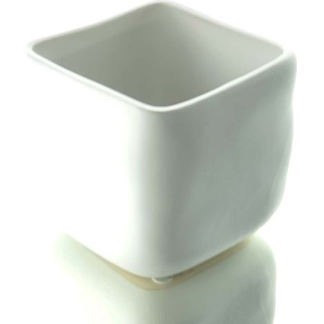 Scheulen – Pot de fleurs cube Knuddelwürfel blanc mat, carré 9 cm – Céramique (1/2)