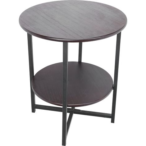 Table ronde à 2 couches Table d'appoint multifonctionnelle en bois Table d'appoint Meubles de maison.