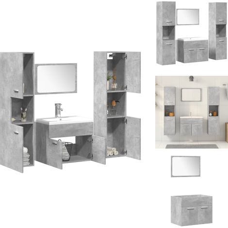 Ensemble de meubles de salle de bain 4 pcs gris béton - Ensemble De Meubles De Salle De Bain - Ensembles De Meubles De Salle De Bain - Armoire De Salle De Bain - Armoire De Rangement De Salle De Bain (1/5)